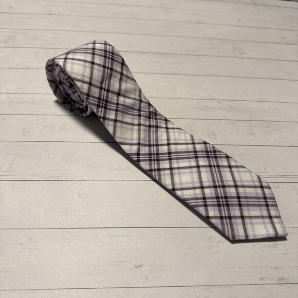Express Necktie Lavender Purple Plaid Skinny Tie Mens 2.25” Wide MSRP $49.50 - Picture 1 of 10